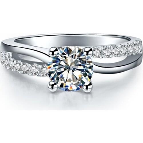 1Ct 6.5mm Test Positive WARRANTY Test Positive Moissanite Ring White Gold Color 925 Sterling Silver Ring