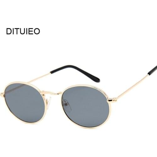 Small Frame Oval Sunglasses Women Brand Designer Ocean Lens Mirror Glasses Female Alloy Party Oculos De Sol Feminino UV400