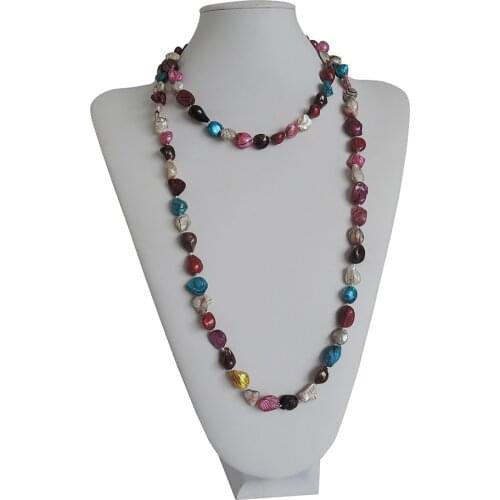 100% FRESHWATER PEARL NECKLACE,120 CM ,very fashion colors pearls,baroque shape pearl-long pearl necklace