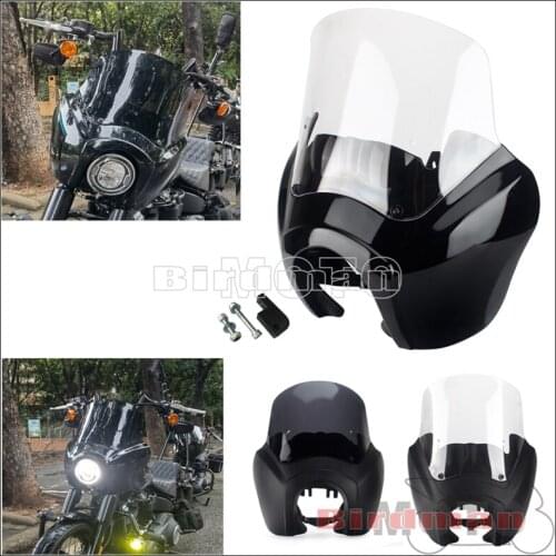 Smoke 12" Windshield Front Headlight Cover Head Lamp Mask Head Light Fairing For Harley Dyna Low Rider Street Fat Bob FXR FX