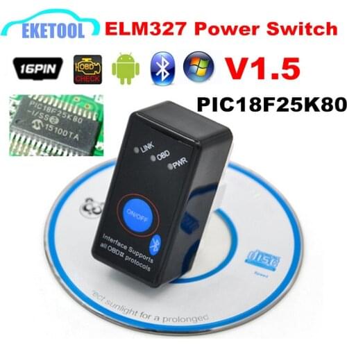 PIC18F25K80 V1.5 ELM327 Bluetooth With Power Switch Hardware V1.5 Works Android/Windows Super ELM 327 Switch ON/OFF Code Reader