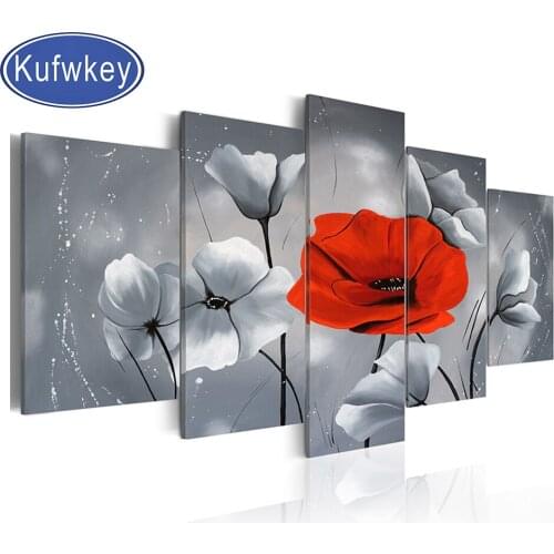 Full,Square,5d diy,Diamond painting 5 Panel,picture of rhinestone Flowers paintings,mosaic full embroidery,Home decor