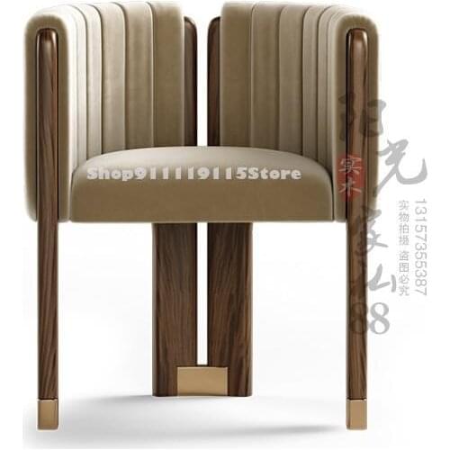 Customized Cloth Art Solid Wood Modern Light Luxury Dining Chair Designer Talks About Leisure Chair Stainless Steel Single Chair