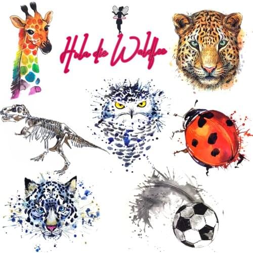 Animal Patches Iron on Heat Transfer for Clothing DIY T-shirt Dress Applique Dinosaur Cartoon Patch Vinyl Stickers Thermal Press