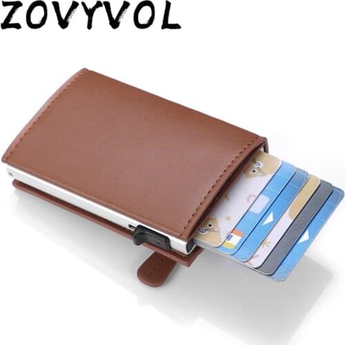 ZOVYVOL PU Leather Men Women Smart Wallet Slim Card Case Automatic Fashion Coin Purse RFID Aluminum Box Anti-theft Card Holder