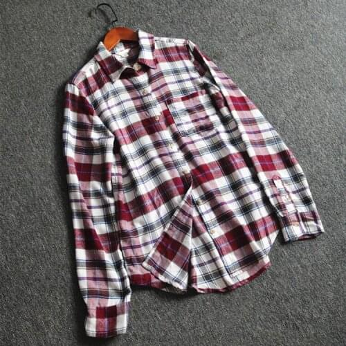 Spring and autumn women fashion slim single breasted flannel fabric casual blouse lady preppy style comfortable plaid shirt