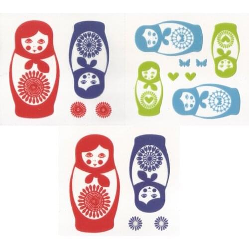 24 packs/box 3D vinyl MATRYOSHKA stationary sticker perfect DIY wall plate kitchen cup vase tile accessory kid room toy hobby