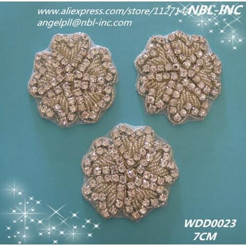 30PCS) Wholesale hand beaded sewing flower rhinestone applique patch DIY iron on WDD0023