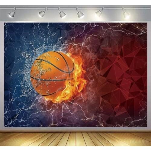 Burning Fire Basketball 3D Rock Wall Photography Backdrop Newborn Baby Shower Kids Portrait Abstract Photo Background For Studio