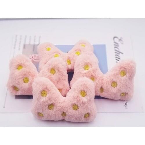 5pcs/Lot 22*17.5cm Kawaii Big Size Plush Bowknot Patch Cartoon Childrens Plush Pink Bow Padded Appliques DIY Handmade Material