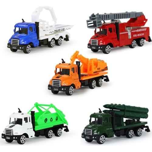 5 Types 3PCS/Set Kids Diecast Trucks Set Simulation Fire Engineering Car Models Alloy & Plastic Vehicles Birthday Gifts for Boys