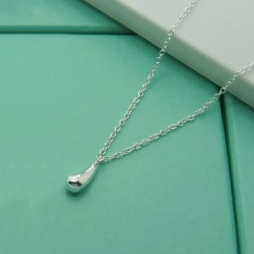 925 Sterling Silver Simple Delicate Small Water Drop Necklace Women Engagement Wedding Party Gift Jewelry
