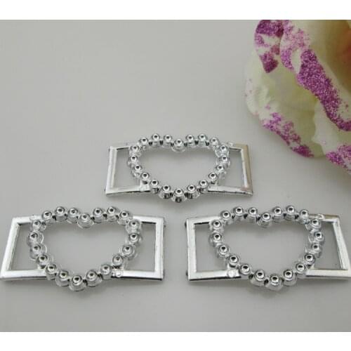 AB30)20pcs Heart Acrylic Rhinestone Bikini Swimwear Buckle