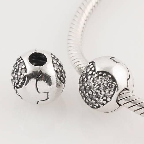 KT070-N 925 Sterling Silver Lock Clip Core Stopper Charm Beads For Jewelry Accessories Suitable For Bracelet CKK