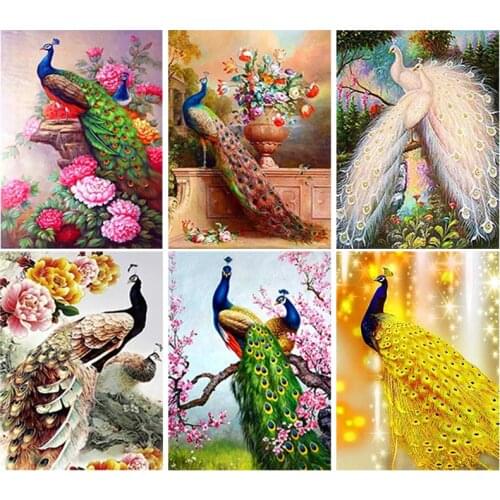 DIY 5D Peacock Diamond Painting Full Round or Square Resin Mosaic Animal Diamond Embroidery Cross Stitch Kit Home Wall Art Decor