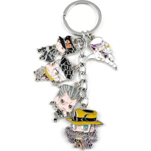 Kujo Jotaro Figure Shape Pendant Keychain Cartoon JOJOs Bizarre Adventure Theme Keyring Jewelry Joseph Joestar CHARIOT