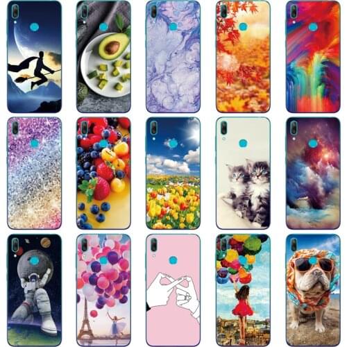 For Huawei Y7 2019 Case Soft TPU Phone Case Y 7 2019 Cover for Huawei Y7 Prime 2019 Silicone Bumper Coque Funda Cute Cartoon Cat