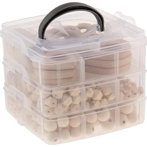 Wooden Baby Teether Beads Teething Rings with Storage Box Necklace Bracelet DIY Crafts Baby Products Toys Shower Gift