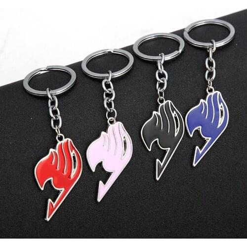 Hot Sale Animation Jewelry FAIRY TAIL Keychain Fashion Alloy Keychains 4 Colors Wholesale 24pcs/lot