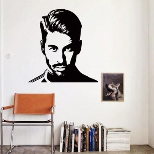 Art design cheap vinyl home decoration football Sergio Ramos wall sticker removable house decor soccer player wall decals