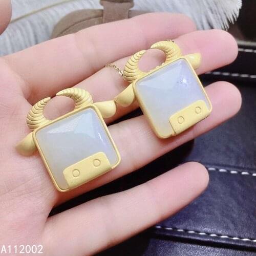 KJJEAXCMY fine jewelry natural white jade 925 sterling silver new women pendant necklace support test popular noble