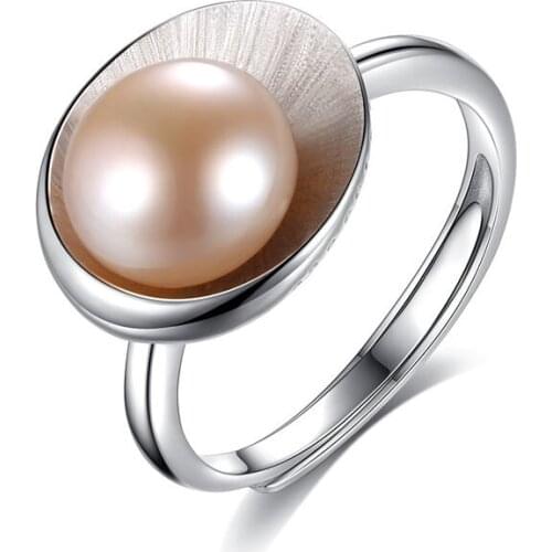 Trendy hot ring with Natural Freshwater Pearl Women jewelry 925 Silver anel anillos aneis femme statement leaf finger rings