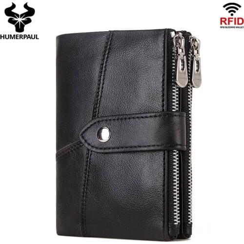 Classic Style RFID Blocking Wallet Genuine Leather Men Wallets Short Male Purse Card Holder Wallet Men Fashion High Quality