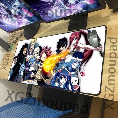 XGZ Anime Cute Girl Cat Custom Large Computer Keyboard Table Mat Black Lock Edge Fairy Tail Family Mouse Pad Rubber Non-slip Xxl