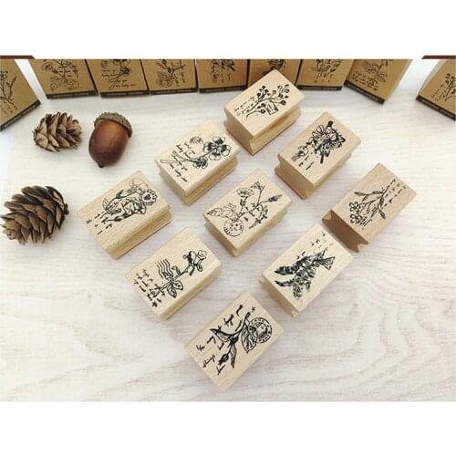 Creative Vintage Plant Wood Stamp DIY Craft Wooden Rubber Stamps For Scrap Booking Stationery Scrap Booking Standard Stamp