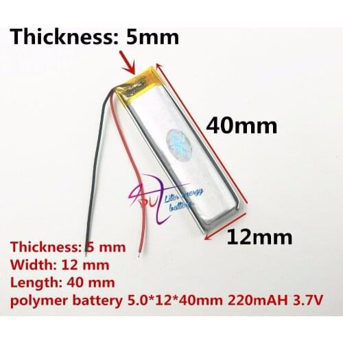 Free shipping) 3.7V lithium polymer battery 501240 220mAh point reading pen Bluetooth wholesale