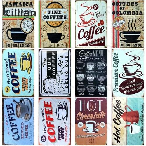 Coffee Metal Sign Shop Wall Decoration Tin Sign Vintage Menu Metal Poster Bar Metal Painting Art Decor Kitchen Bar Metal Plaque