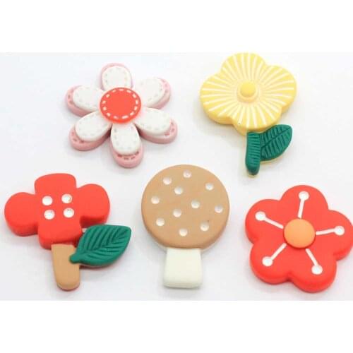 Cute Five Style Mixed Flower Resin Decoration Crafts Flatback Cabochon Embellishments For Scrapbooking Beads Diy