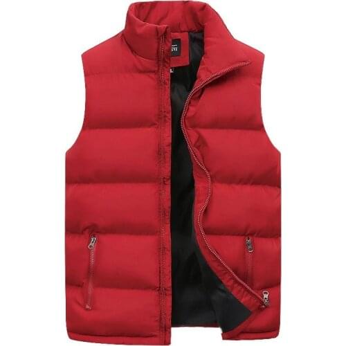 Fashion Mens Warm Jacket Autumn and Winter Mens Couple Warm Cotton Vest Jacket Casual Zipper Sleeveless Jacket Plus Size Coat