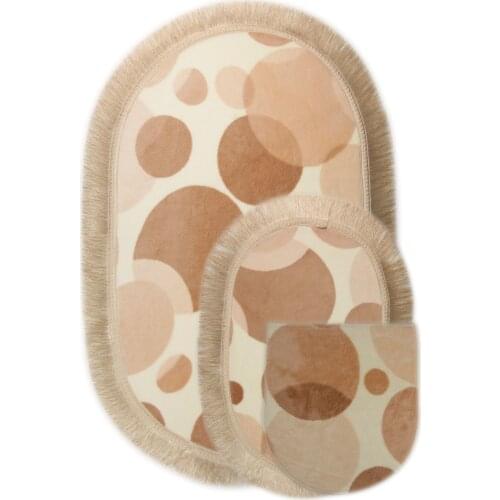 Bonny Home Circle pcs set Cappuccino Fringed Bath Mat Mat Set Toilet Seat Team