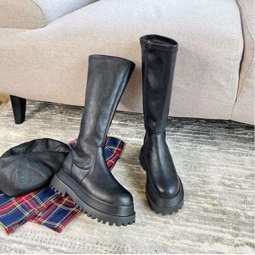 New Luxury Chelsea Boots Women Ankle Boots Chunky Winter Shoes Platform Slip on Chunky Heel Boot Brand Designer Botas Femininas