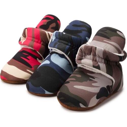 Baby Socks Shoes Boy Girl Shoes Camouflage Stripe Gingham Newborn Toddler First Walkers Booties Cotton Comfort Soft Crib Shoes