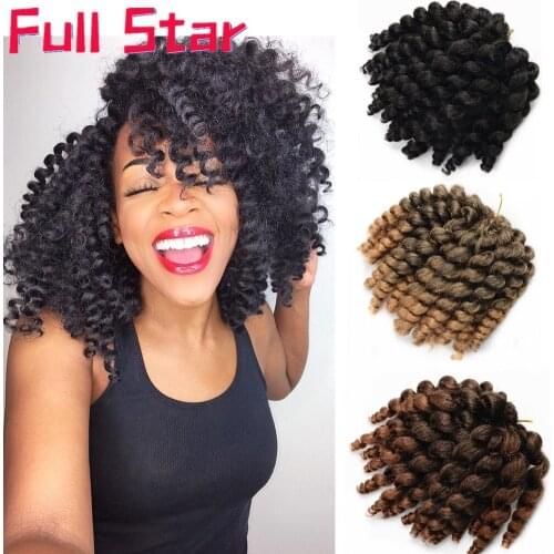 Full Star Ombre Jumpy Wand Curl Crochet Braids 22 Roots Jamaican Bounce Synthetic Crochet Hair Extension for Black Women