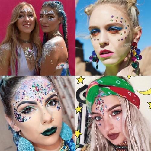 Crystal Glitter DIY Face Stickers Easy To Operate Gems Rhinestone Face Jewels Stickers Party Body 3D Tattoo Glitter Stickers
