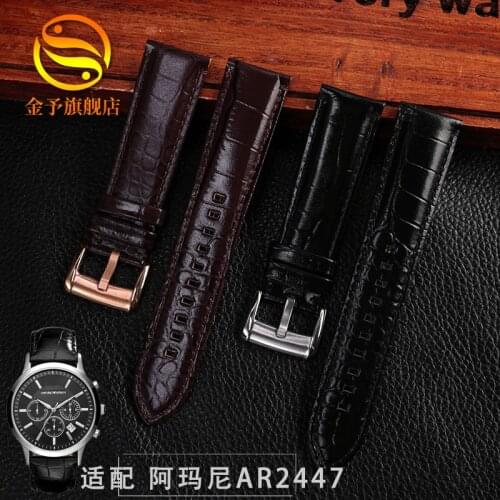 WatchBands Leather Watch Strap Suitable for Armani Ar2432 2433 2447 Mens and Womens Cowhide Watch Band 20 22mm