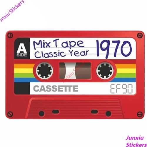 Retro E90 Cassette Tape Mix Tape 1970 Classic Hits Motif Vinyl Car Sticker Window Bumper Waterproof External Decal PVC13x8cm