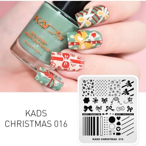 Christmas Nail Stamping Plates Festival Decoration Design Nail Art Stamp Templates Bow-knot Gift Heart Pattern Manicure Stencil
