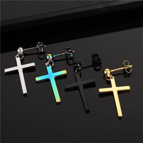 Korean version of the hot style of personality fashion trend jewelry hanging cross earrings fashion trend men and women earrings