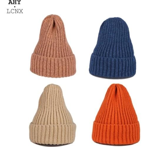 2020 New Autumn winter Light board Parent-child hat Baby boys girls knitting wool hats Solid Color children Warm all-match hats