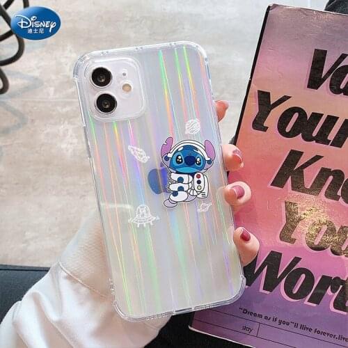 DISNEY 2021 Stitch Transparent Silicone Case for IPhone 11 Pro Xs Max iPhone 12 Official Liquid Silicon 360 Cover zz0730