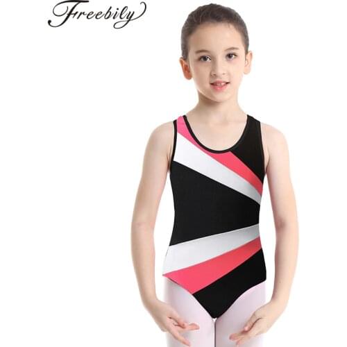 Kids Sleeveless Color Block Flower Petal Shaped Ballet Leotards Dance Wear Girls Gymnastics Leotard Jumpsuit Stage Dance Costume