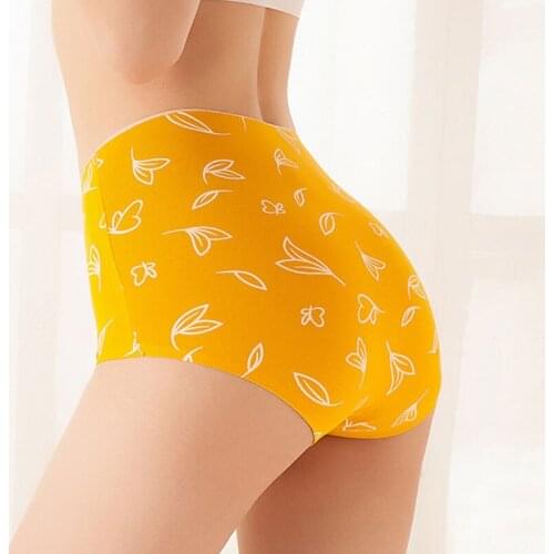 Cotton Sexy Female Brief Seamless Printing abdomen Panties Comfortable Hip Lift Briefs Womens high waist underwear M-XXL