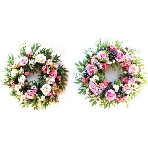 Large Size 22” Artificial Roses Wreath Front Door Wreath for Home Wedding Decor