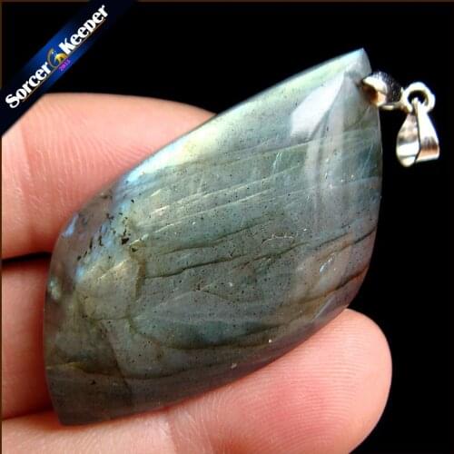 High Quality Big Natural Blue Flash Labradorite Stone Beads Pendants Necklaces Wholesale Bijoux Necklace For Mens Jewelry QS237