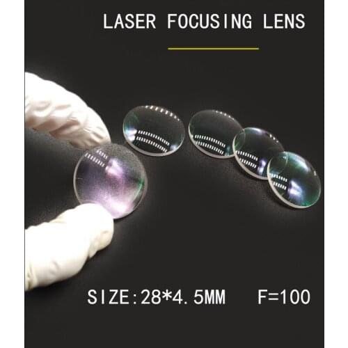 Weimeng 10 pcs 28*4.5mm F=100 laser focus mirror optical glass JGS1 QUARTZ 1064nm Plano-convex For welding cutting machine