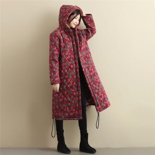 Ethnic Winter Coat 2018 Women Parka Chinese Style Padded Jacket Patchwork Autumn Overcoat Chinese winter coats AA4393